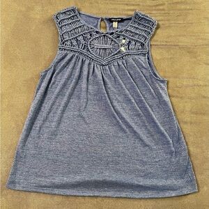 NWT - Cable & Gauge Textured Macrame Braided Blue Tank Top